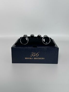 Brooks Brothers 346 cufflinks and matching dress studs Silver-Tone Onyx